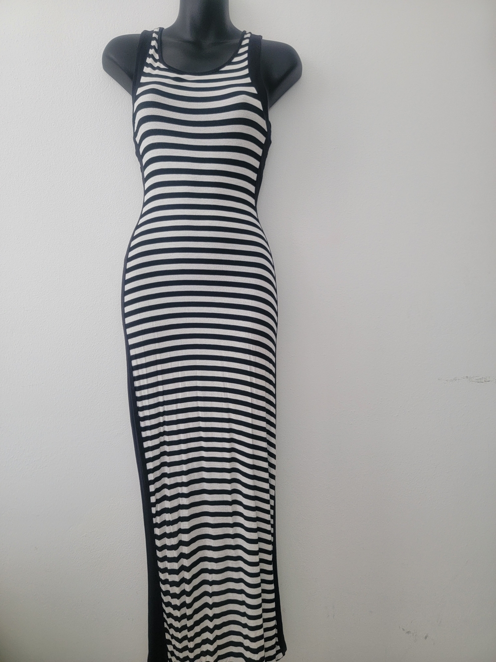 Striped Black and White Maxi Dress - Classic Tank Style